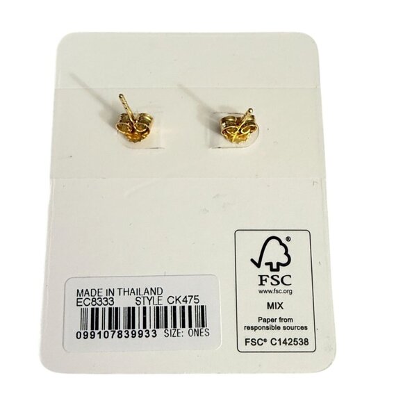 NOC J.Crew Sterling 925 Gold Vermeil Cubic Zirconia Solitaire Stud Earrings - Picture 4 of 5